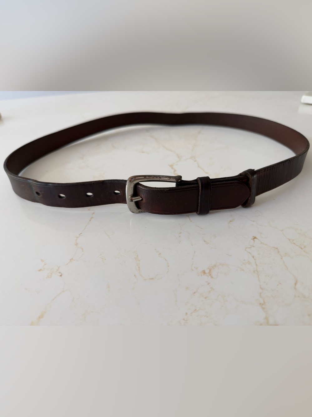 Polo Ralph Lauren Brown Leather Belt with Silver Buckle